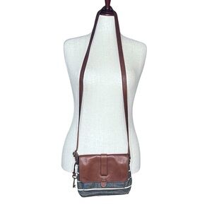 FOSSIL Kinley Small Crossbody Canvas and Leather Bag